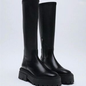 Zara Black Knee-High Women's Boots